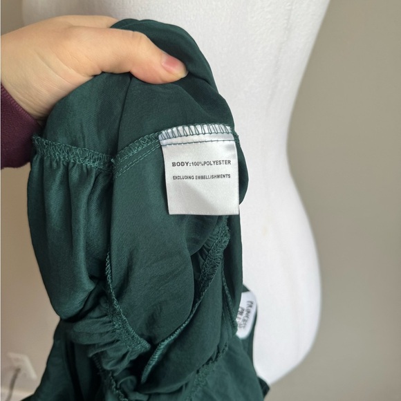 Princess Polly Emerald Green Tied Top Tiered Mini Dress Women 6 Preppy Whimsical - Picture 6 of 7